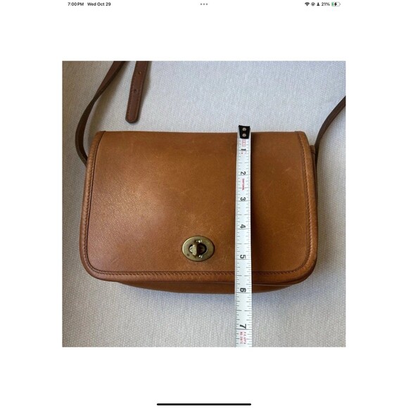 Laura USA Brown Leather Crossbody Handbag Purse Brass Turnlock Flap Bag VINT - Picture 12 of 12